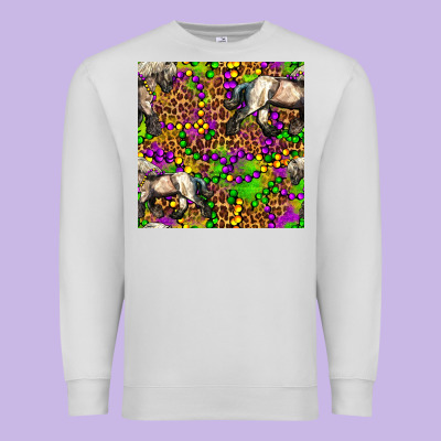 Mardi Gras Leopard Horse Seamless Pattern Premium Sweatshirt Designed By Fadigitalartstudio