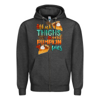 Charcoal Heather thick thighs and pumpkin pies Zipper Hoodie - CowGirlArtShop