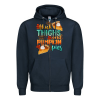 Navy thick thighs and pumpkin pies Zipper Hoodie - CowGirlArtShop