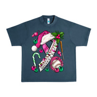 Midnight Navy Pink Christmas Breast Cancer Ribbon Baseball Urban Heavy Tee - BundleAndBundleShop