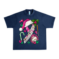 Navy Pink Christmas Breast Cancer Ribbon Baseball Urban Heavy Tee - BundleAndBundleShop