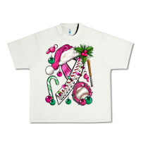 Pistachio Pink Christmas Breast Cancer Ribbon Baseball Urban Heavy Tee - BundleAndBundleShop