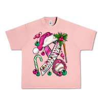 Salmon Pink Christmas Breast Cancer Ribbon Baseball Urban Heavy Tee - BundleAndBundleShop