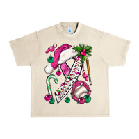 Sandshell Pink Christmas Breast Cancer Ribbon Baseball Urban Heavy Tee - BundleAndBundleShop