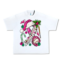 White Pink Christmas Breast Cancer Ribbon Baseball Urban Heavy Tee - BundleAndBundleShop