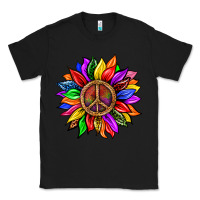 Black Pride LGBTQ+ Sunflower With Peace Classic Tee - BundleAndBundleShop