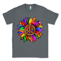 Charcoal Heather Pride LGBTQ+ Sunflower With Peace Classic Tee - BundleAndBundleShop