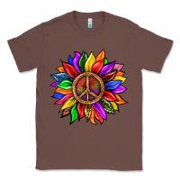 Chestnut Pride LGBTQ+ Sunflower With Peace Classic Tee - BundleAndBundleShop