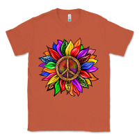 Copper Pride LGBTQ+ Sunflower With Peace Classic Tee - BundleAndBundleShop