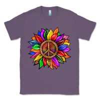 Lavender Pride LGBTQ+ Sunflower With Peace Classic Tee - BundleAndBundleShop