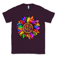 Plum Pride LGBTQ+ Sunflower With Peace Classic Tee - BundleAndBundleShop