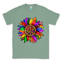 Sage Pride LGBTQ+ Sunflower With Peace Classic Tee - BundleAndBundleShop
