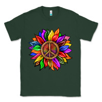 Sports Green Pride LGBTQ+ Sunflower With Peace Classic Tee - BundleAndBundleShop