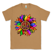 Toasted Coconut Pride LGBTQ+ Sunflower With Peace Classic Tee - BundleAndBundleShop