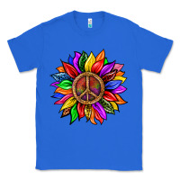 True Royal Pride LGBTQ+ Sunflower With Peace Classic Tee - BundleAndBundleShop