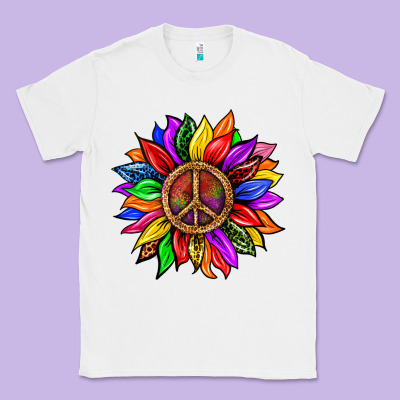 Pride Lgbtq+ Sunflower With Peace Classic Tee Designed By Bundleandbundleshop