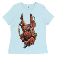 Baby Blue Orangutan And Baby Ladies Tee - LillyAllenDesigns