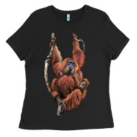 Black Orangutan And Baby Ladies Tee - LillyAllenDesigns