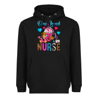 Black One Loved Nurse Valentines Day Frappe Coffee Heavyweight Hoodie - FaDigitalArtStudio