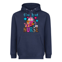 Navy One Loved Nurse Valentines Day Frappe Coffee Heavyweight Hoodie - FaDigitalArtStudio