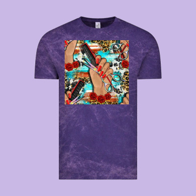 Hairdresser Hand Scissors And Roses With Serape Leopard And Cowhide Se Vintage Tee Designed By Bundleandbundleshop