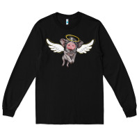 Black angel baby pig Long Sleeve Tee - BarkalooDesign
