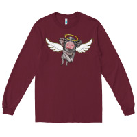 Burgundy angel baby pig Long Sleeve Tee - BarkalooDesign