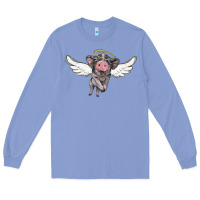 Colony Blue angel baby pig Long Sleeve Tee - BarkalooDesign