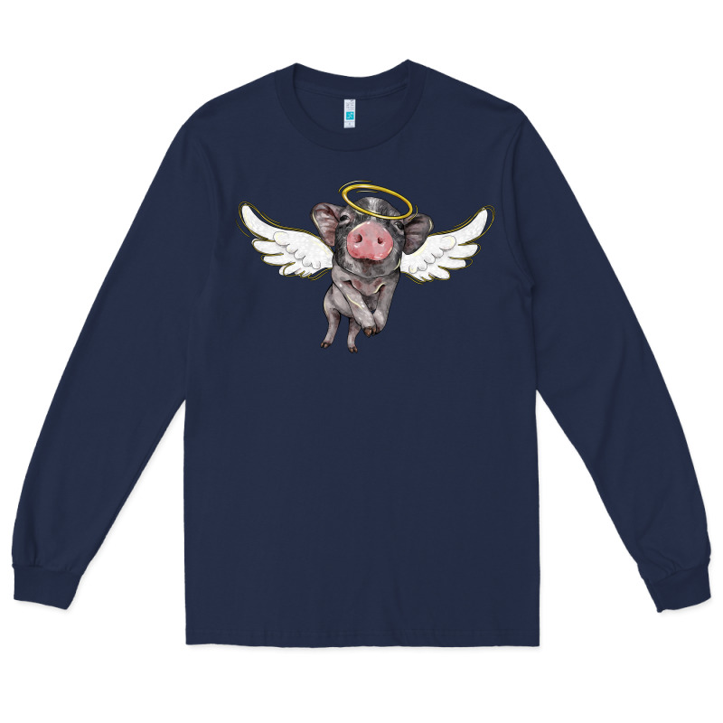Angel Baby Pig Long Sleeve Tee by BarkalooDesign | Teevron