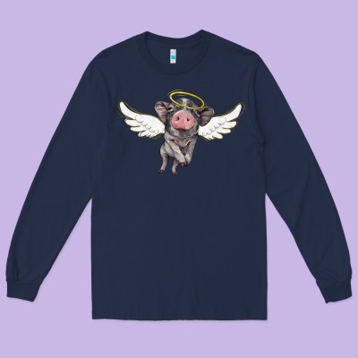 Angel Baby Pig Long Sleeve Tee Designed By Barkaloodesign