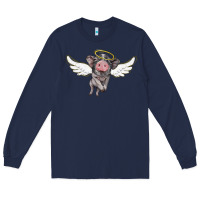 Navy angel baby pig Long Sleeve Tee - BarkalooDesign