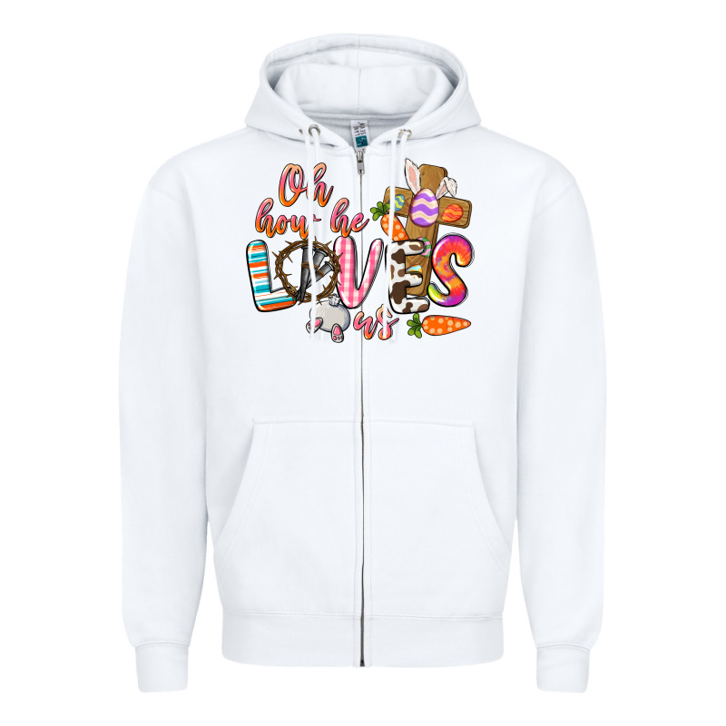 Oh How He Loves Us Zipper Hoodie by CowGirlArtShop | Teevron