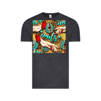 Vintage Black hand and nail polish with turquoise gemstone and leopard seamless patt Vintage Tee - BundleAndBundleShop