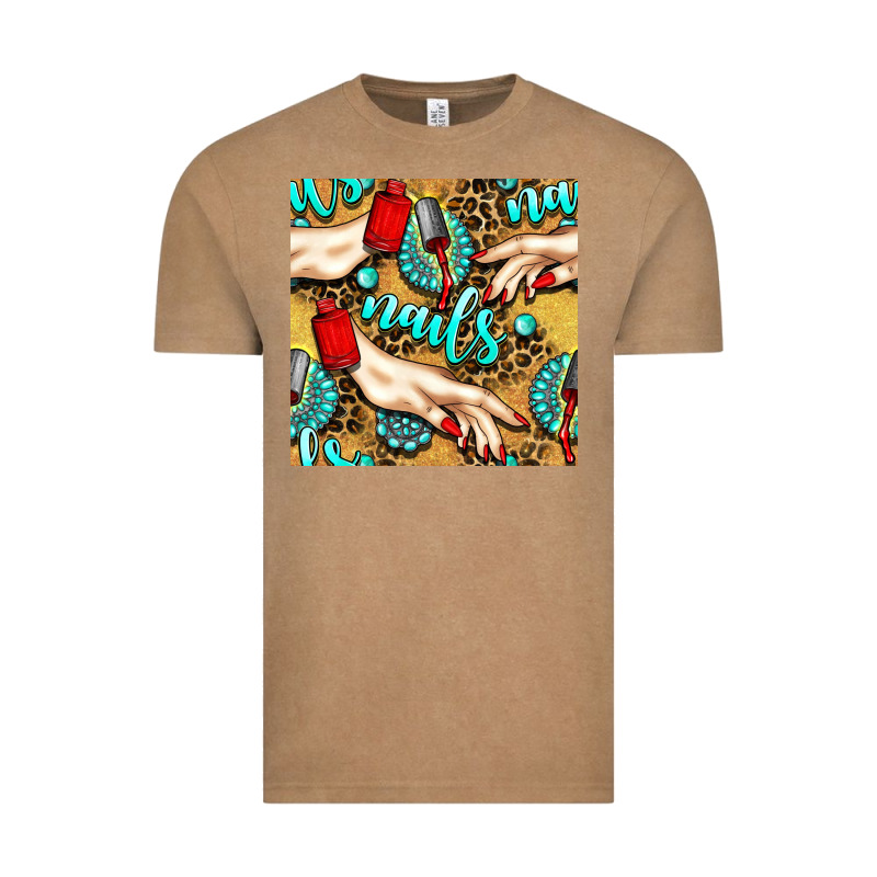 Hand And Nail Polish With Turquoise Gemstone And Leopard Seamless Patt Vintage Tee by BundleAndBundleShop | Teevron