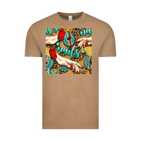 Vintage Coffee hand and nail polish with turquoise gemstone and leopard seamless patt Vintage Tee - BundleAndBundleShop