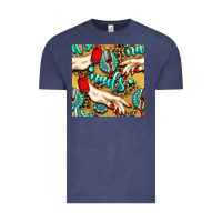 Vintage Denim hand and nail polish with turquoise gemstone and leopard seamless patt Vintage Tee - BundleAndBundleShop