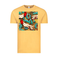 Vintage Mustard hand and nail polish with turquoise gemstone and leopard seamless patt Vintage Tee - BundleAndBundleShop
