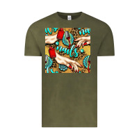 Vintage Olive hand and nail polish with turquoise gemstone and leopard seamless patt Vintage Tee - BundleAndBundleShop