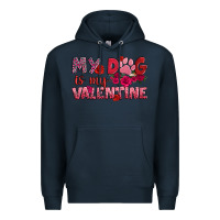 Navy my dog is my valentine Premium Hoodie - OliviaCreatesArt