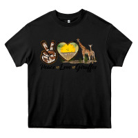 Black Peace Love Giraffes Heavy Core Tee - LillyAllenDesigns