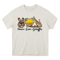 Cream Peace Love Giraffes Heavy Core Tee - LillyAllenDesigns