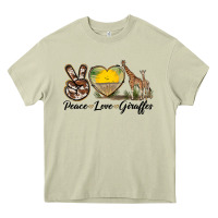 Mossy Peace Love Giraffes Heavy Core Tee - LillyAllenDesigns