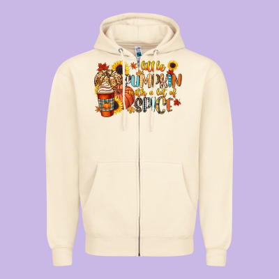 Little Pumpkin With A Lot Of Spice Zipper Hoodie Designed By Cowgirlartshop