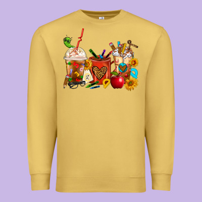 Teacher Coffee Cups Premium Sweatshirt Designed By Fadigitalartstudio
