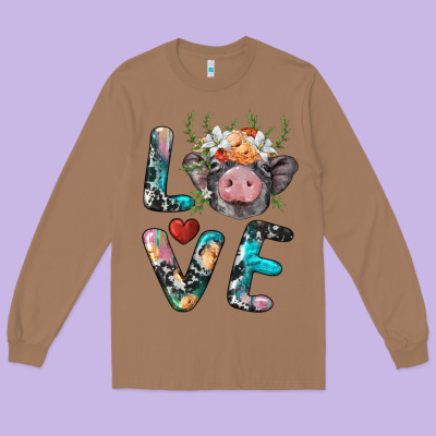 Pig Love Long Sleeve Tee Designed By Barkaloodesign