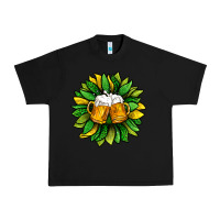 Black St. Patricks Sunflower With Beer Urban Heavy Tee - BundleAndBundleShop