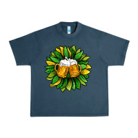 Midnight Navy St. Patricks Sunflower With Beer Urban Heavy Tee - BundleAndBundleShop