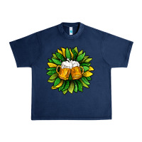 Navy St. Patricks Sunflower With Beer Urban Heavy Tee - BundleAndBundleShop