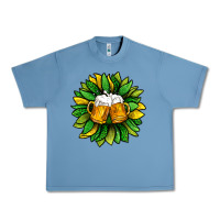 Pebble Blue St. Patricks Sunflower With Beer Urban Heavy Tee - BundleAndBundleShop