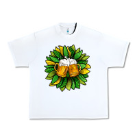 White St. Patricks Sunflower With Beer Urban Heavy Tee - BundleAndBundleShop